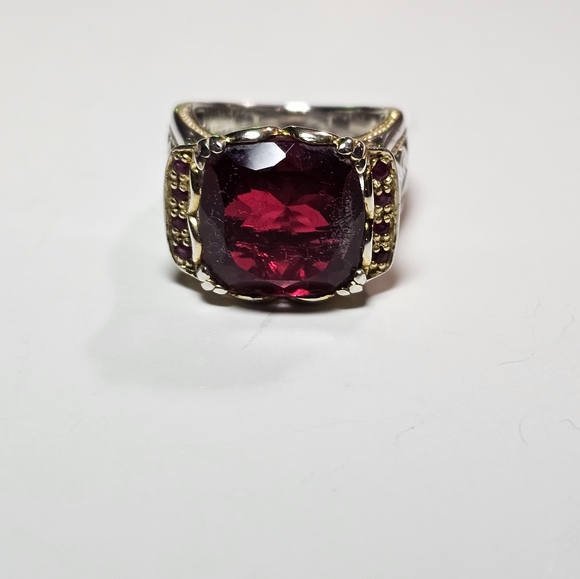 Authentic Michael Valitutti Red Quartz & Rubies Ring Sterling Silver & 18k Sz 6! - Picture 2 of 6